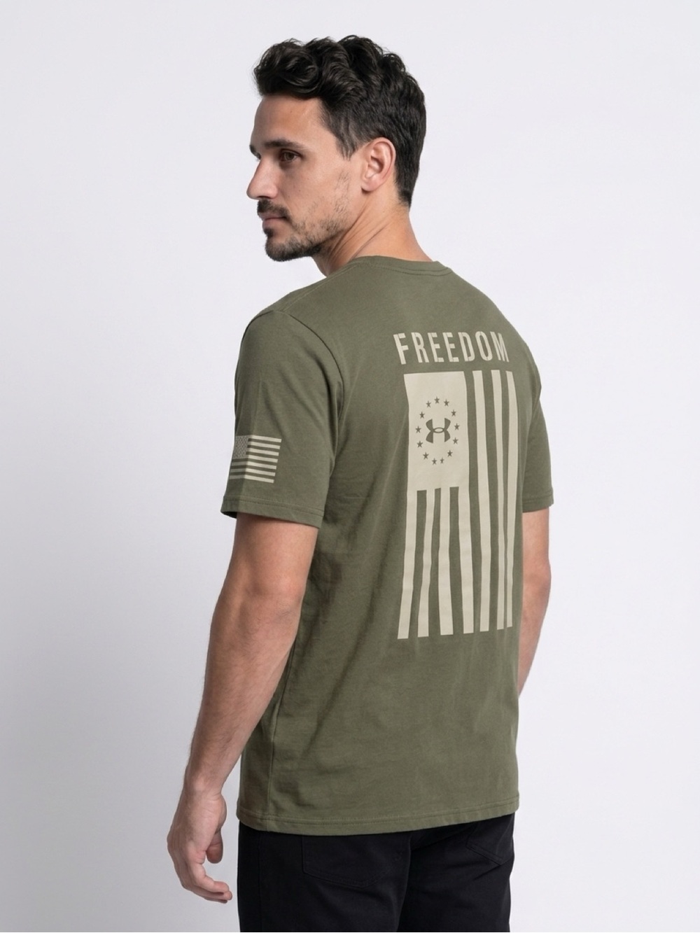 Under Armour Olive Green 'Freedom' Graphic Short Sleeve Tee